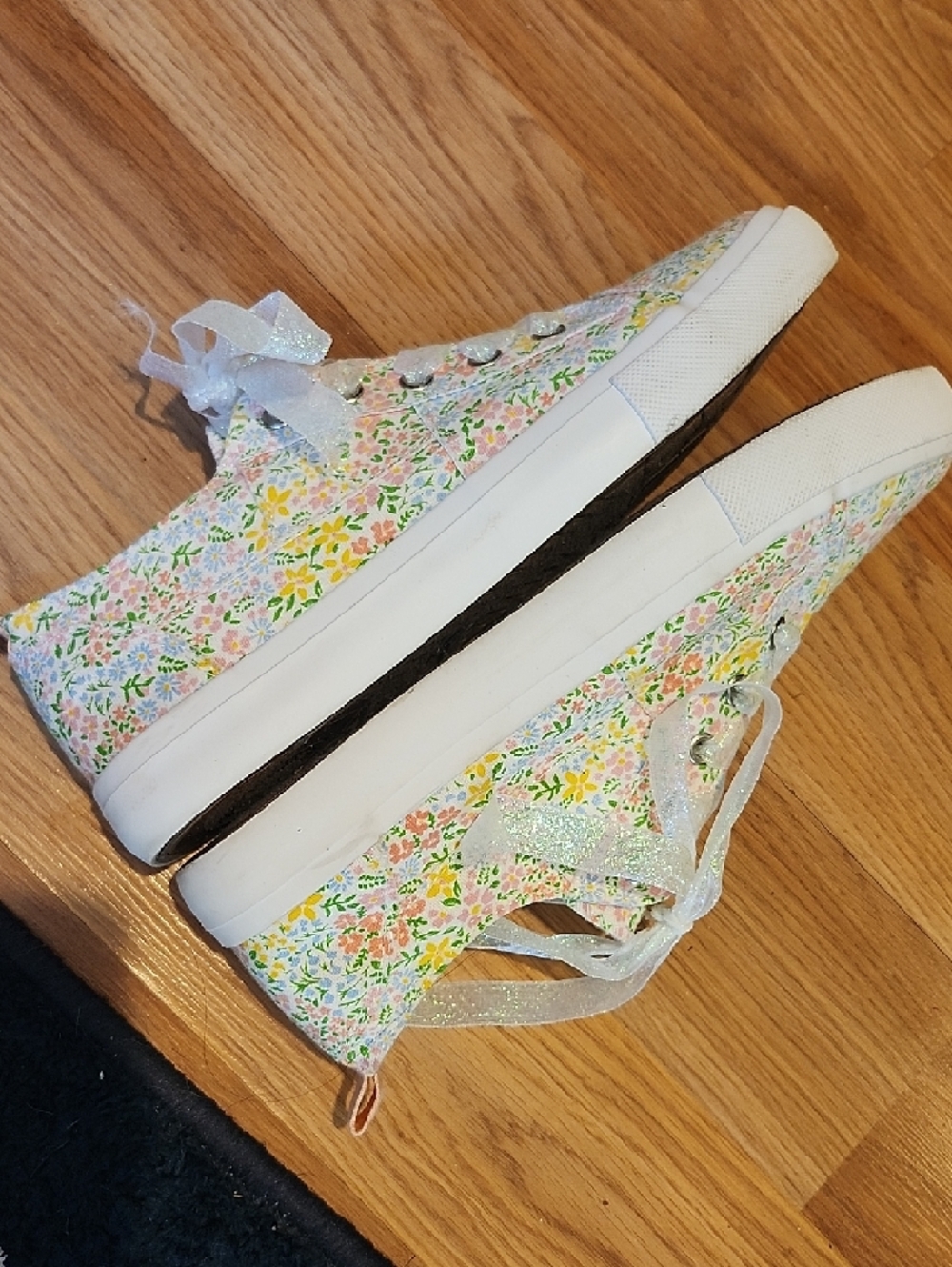 Serra Floral Canvas Sneakers in Pastel Yellow, Pink & Green - Picture 8 of 10